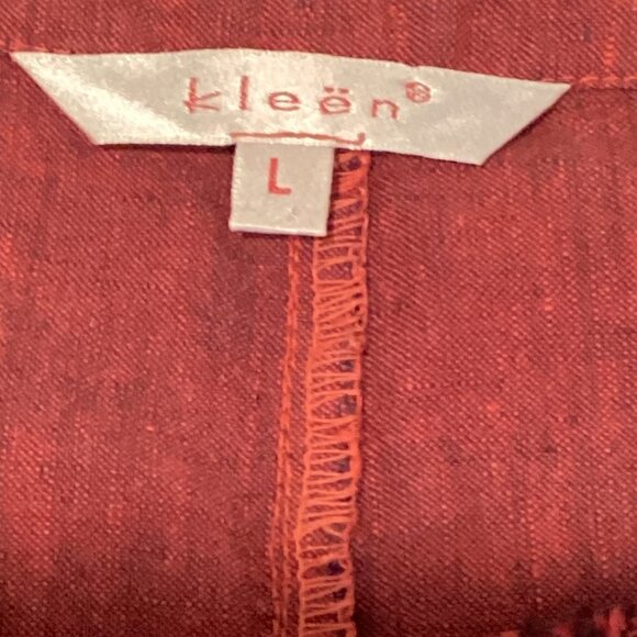 KLEEN Linen Slub A Line Raw Edge Tank Top Sz L Red/Pink 262D - Picture 6 of 6